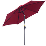 Folding Parasol Garden Umbrella 2.6m Aluminum Hand Crank, Red Polyester