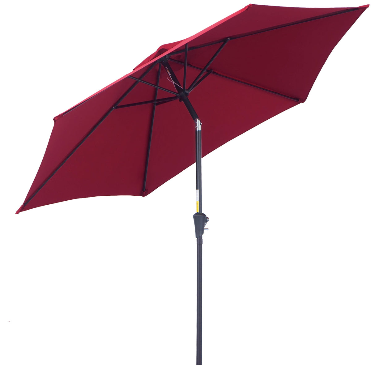 Folding Parasol Garden Umbrella 2.6m Aluminum Hand Crank, Red Polyester