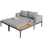 Outdoor Patio Daybed Double Lounge Sunbed Multifunctional Waterproof with Shelves