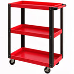 Tool Trolley 3 Levels, 120 kg Load Capacity, Metal Frame, Red