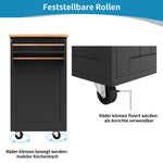 Modern Kitchen Island 102cm Dining Cart Storage - Black