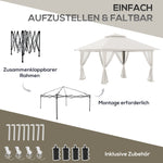 Folding Pavilion 4x4m Mesh Curtains UV Protection Double Roof, Cream White