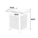 Bar Cart, Outdoor Kitchen Wicker Island Rolling with Stainless Steel Top, Brown