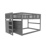 Low Bunk Bed, 140x200cm Safety with Storage, Wooden, Grey