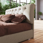 Hydraulic Upholstered Bed 140x200cm with Storage, Natural