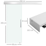 Glass Sliding Door Complete Set, Interior with Handle Bar, 2050x900mm, Frosted Glass