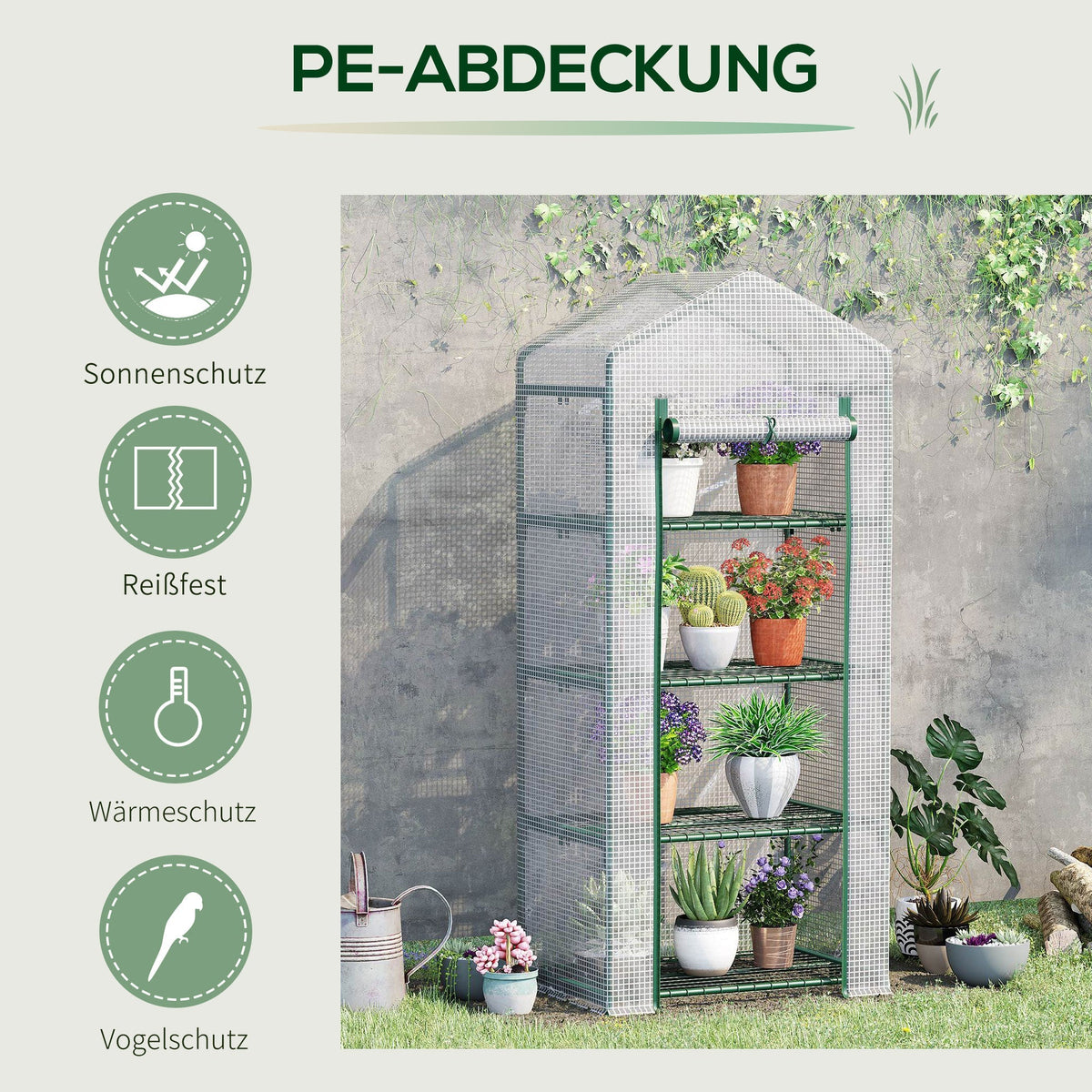 Foil Greenhouse, 4 Shelves, Tomato House, White