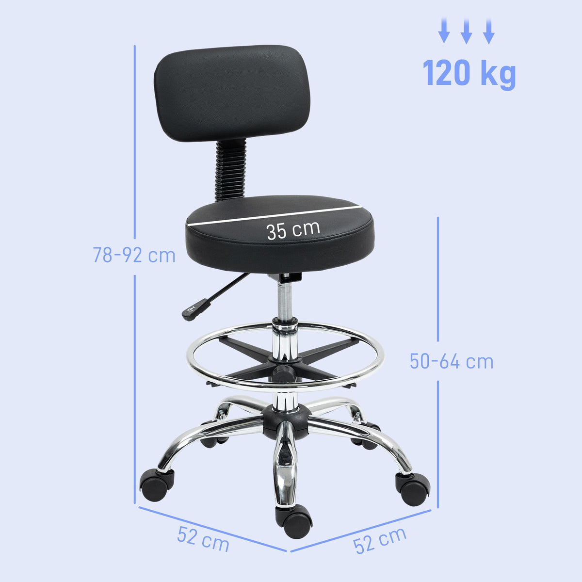 Office Chair, Ergonomic Height-Adjustable with Footrest, Faux Leather Black