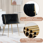 Dining Chair Set Modern Luxury Handwoven Gold Legs Soft Cushion Velvet (Set of 2)