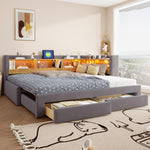 3-in-1 Sofa Daybed 90x200cm Extendable with LED & Drawers