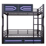Loft Bed 140x200cm with LED Lighting, Black Iron
