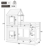 Bunk Bed 90x200cm House Bed with Ladder and Canopy Solid Wood Grey