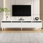 TV Cabinet 178cm, Minimalist Design, 4 Drawers, White MDF & Acrylic