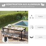 Garden Table Dining Aluminium 8-Person 190x90cm Easy-Care Natural & Black