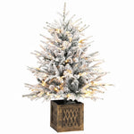 Tabletop Christmas Tree 90cm Pre-Lit Snow-Covered, Green