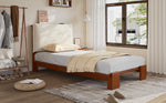 Upholstered Single Bed with Padded Headboard and Slatted Base, Dark Brown