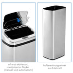 Automatic Trash Can with Sensor, Kitchen Waste Bin, Stainless Steel, Silver (50L)