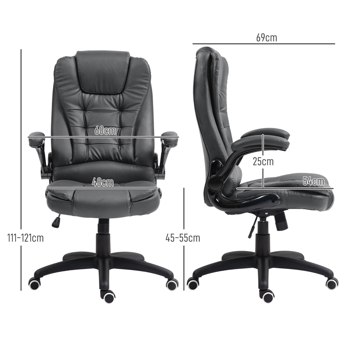 Office Chair, Ergonomic Executive with Rocking Function, Faux Leather, Dark Grey