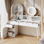 Vanity Table with LED Mirror & USB Ports, L-Shape Design, White