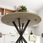 Dining Table, Round Kitchen Table 2 People Industrial Style, Oak