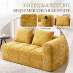 2-Person Sofa, Plush Cushion Side Pockets, Yellow