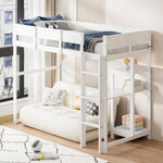 Loft Bed with Storage 90x200cm Solid Pine Wood White
