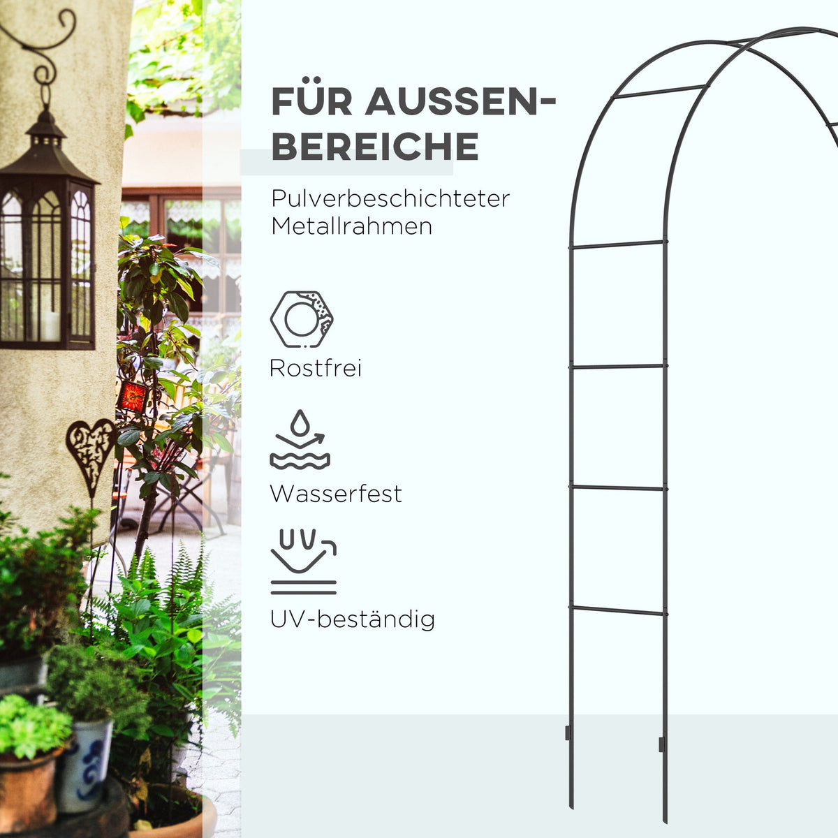 Rose Arch Metal Archway Garden Arch Climbing Plants Black
