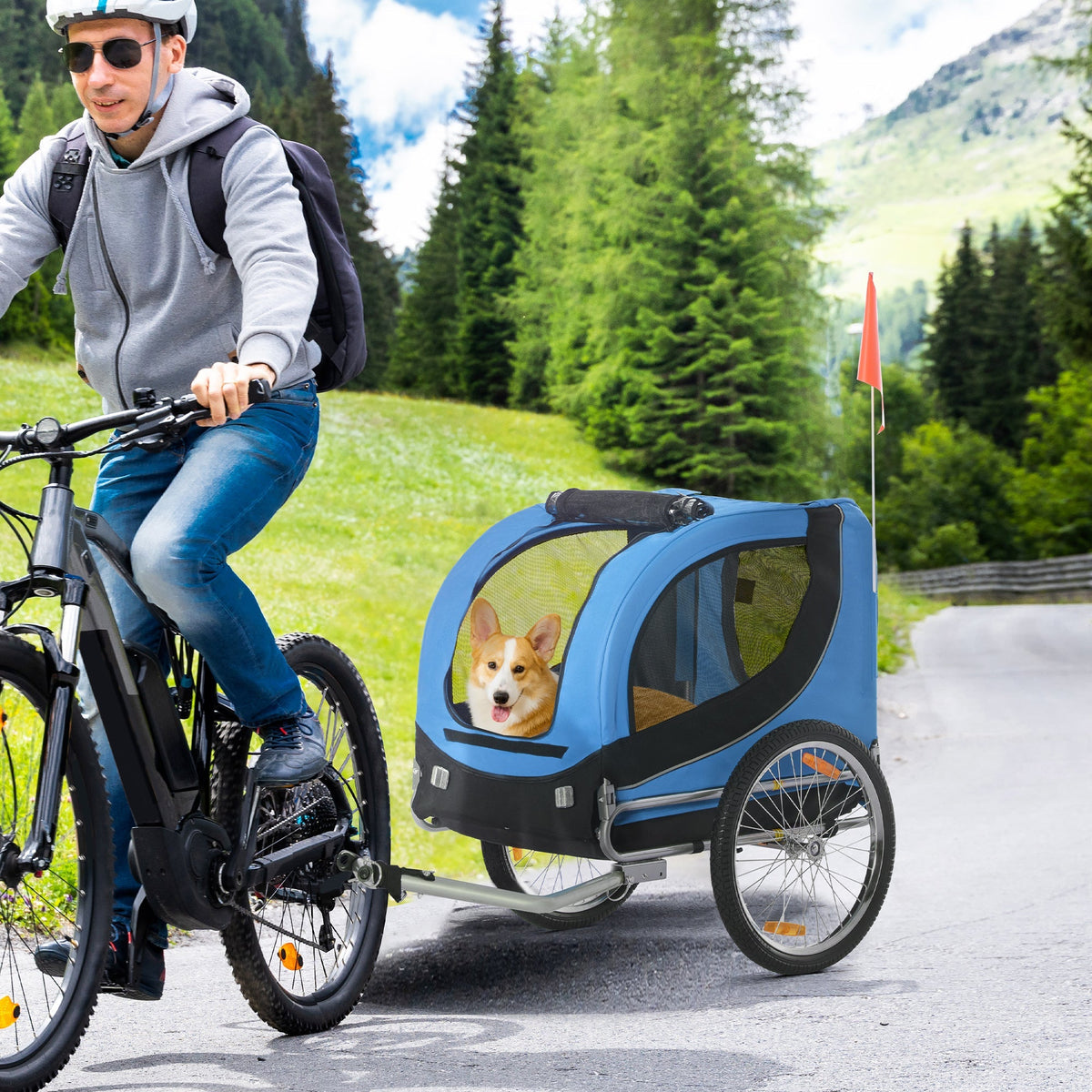 Dog Trailer, Bicycle Transporter, Blue+Black
