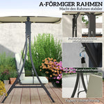 Porch Swing, 2-Seater with Adjustable Sunroof & UV 30+, 220 kg Capacity, Cream White