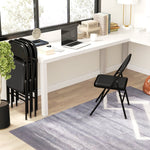 Folding Chairs, Portable Office/Reception with Metal Legs, Faux Leather Black