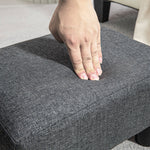 Stool, Modern Footstool Ottoman, Dark Grey Linen-Look