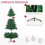 Christmas Tree 1.8m Artificial Fir 1000 Branches Metal Base Green PVC