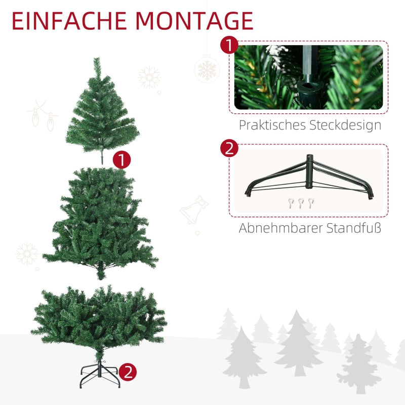 Christmas Tree 1.8m Artificial Fir 1000 Branches Metal Base Green PVC
