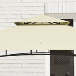 BBQ Pavilion, Double Roof, Side Shelves, Steel, Beige