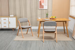 Folding Dining Chairs Set of 2 Padded Stackable Wooden Removable Cover Grey