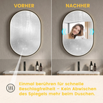Oval Bathroom Mirror 50x80cm LED Anti-Fog Black Frame