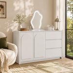 Dressing Table with LED Mirror & Extendable Tabletop, White