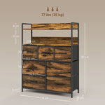 Chest of Drawers, 7 Fabric Folding Drawers 2 Shelves, Rustic Brown