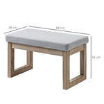 Footstool upholstered with wooden legs, 68x38x42 cm, grey