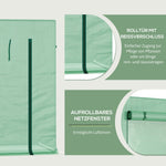 Outsunny Greenhouse with Roll-Up Door and Side Window, 200 x 76 x 168 cm, Green PE Mesh Film