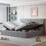 Upholstered Bed 180x200 cm, Hydraulic Storage Multifunctional Double, Velvet Grey