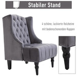 Wingback Chair Recliner, Tufting Raised Legs, Grey Velvet