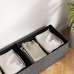 Folding Storage Bench, Separate Containers, Linen-Look, Dark Gray