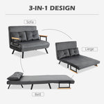 Sofa Bed, Storage Function Velvet Back Cushions, Dark Grey (102x73x81 cm)