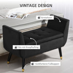 Luxury Upholstered Bench with Storage Armrests, Velvet, Dark Grey