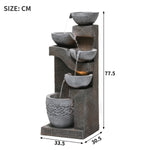 Garden Fountain with LED Lighting and Water Pump, Artificial Stone, Grey