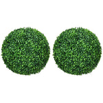 Boxwood Ball Set 2 Artificial Plants UV Protection Indoor/Outdoor, Green