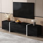 TV Stand Low Cabinet with LED Light Strip, Black/White