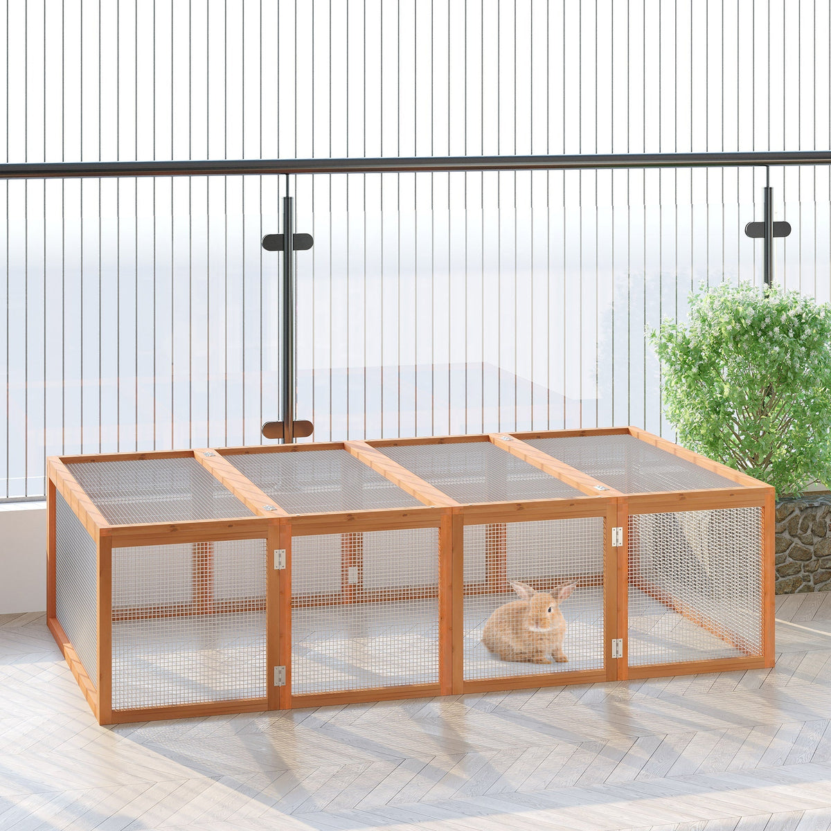Outdoor Run for Rabbits Small Animals 181x100x48cm Fir Wood Natural