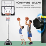 Outdoor Basketball Hoop, Height-Adjustable Stand with Wheels, Black